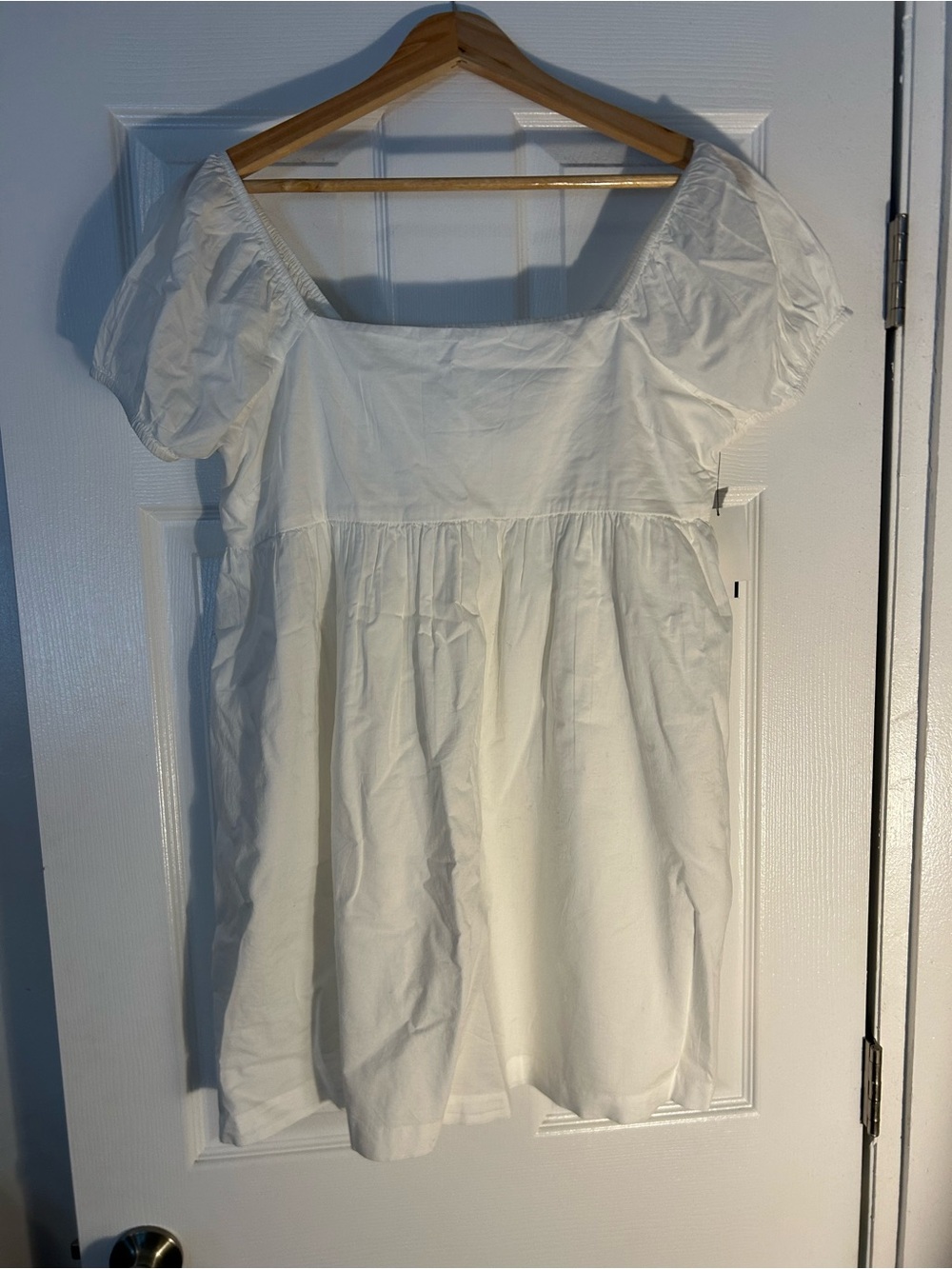 Nordstrom Abound White Square Neck Puff Sleeve Mini Dress
